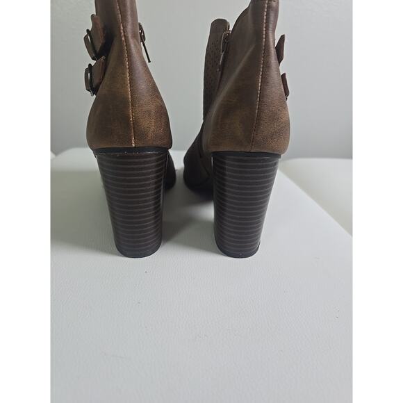 Soda Chunky Booties Open Toe Faux Suede Womens 7 Boho Indie Fall Chic - Picture 5 of 8